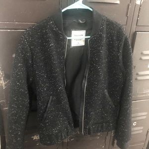 Abercrombie black speckled bomber jacket